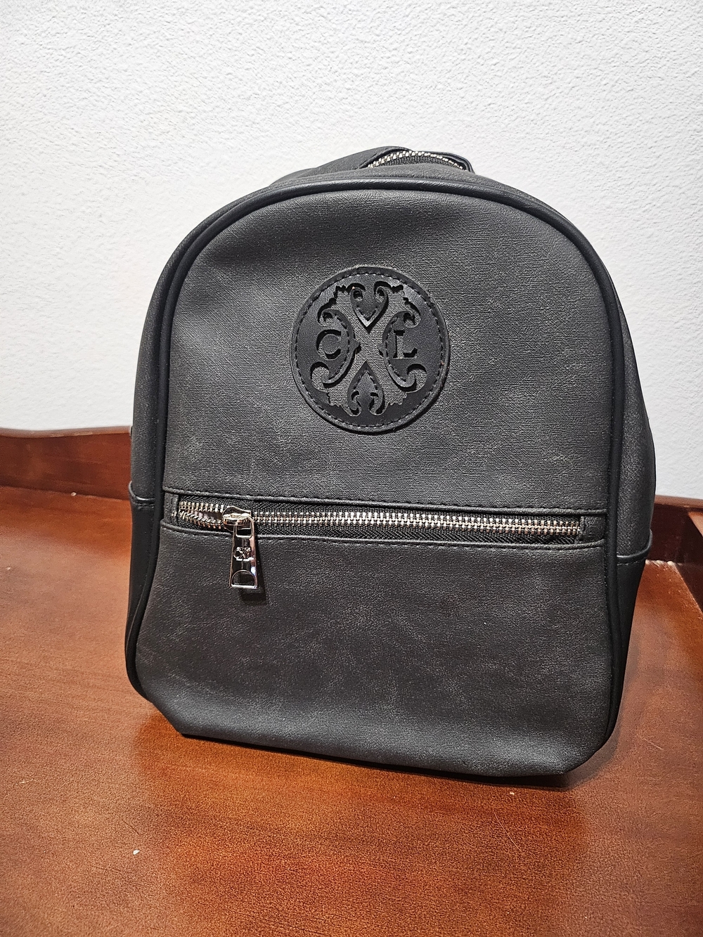 Christian Lacroix Black Mini Backpack with Embossed Crest